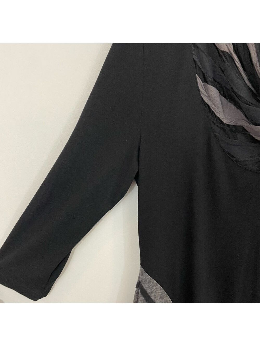 Paolo Tricot Lagenlook Tunic Top Dress Womens M Black Cowl Neck Artsy Slouchy - Picture 5 of 10